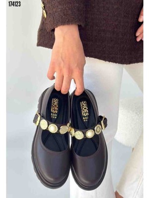 Okira Kahverengi Cilt Oxford Ayakkabı, Kırmızı Gül Figürlü Kolye Hediye