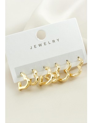 6 Adet Kalp Metal Küpe