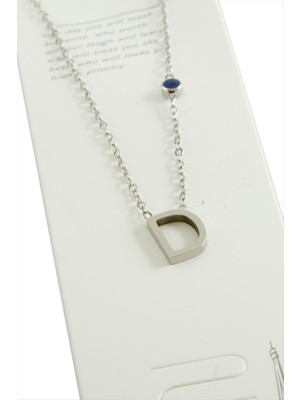 Gümüş Renkli Harfli Çelik Kolye