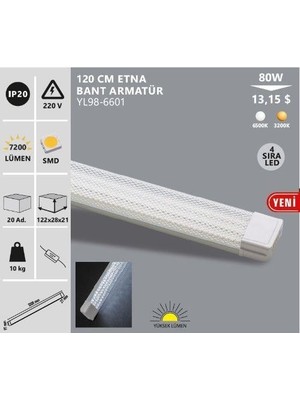 Noas 80W Beyaz 120CM Etna Bant Armatür Beyaz Noas YL98-6601