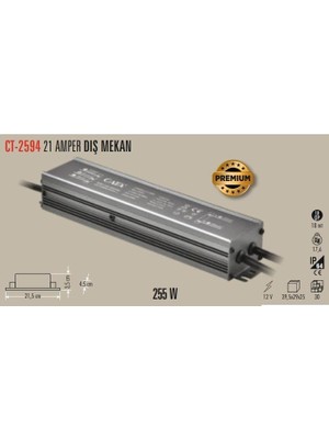 Cata CT-2594 12V 21A 255W Dış Mekan IP64 LED Trafo