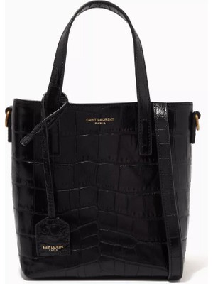 Deri Paris Mini Alışveriş Çantası, Yapılandırılmış & Şık, Timsah Desenli