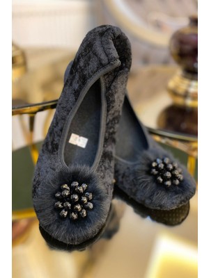 Ceyda Babet Ceyda Shoes Süslü Kadife Ev,hac, Umre Babeti, Hediye, Günlük Babet,tüylü Babet, Panduf, Patik, Gösteri Pisi Pisi