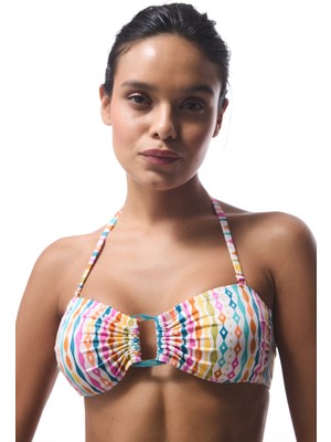 Çizgili Mae Straplez Bikini Üstü