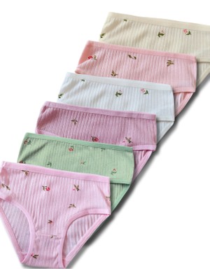 Panfilia %100 Pamuk Kız Çocuk Fitilli Kaşkorse Slip Külpt Iç Çamaşır 6lı Set