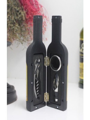 Şişe Tirbuşon Seti Küçük Boy Siyah Renk