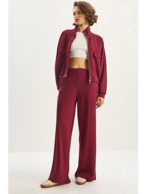 Kadın Aksesuar Detaylı Degaje Yaka Bluz Uzun Etek Likralı Saran Takım