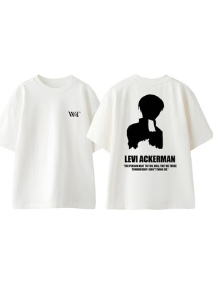 Attack On Titan Levi7 Tasarım Sırt Baskılı Pamuk Beyaz Oversize T-Shirt