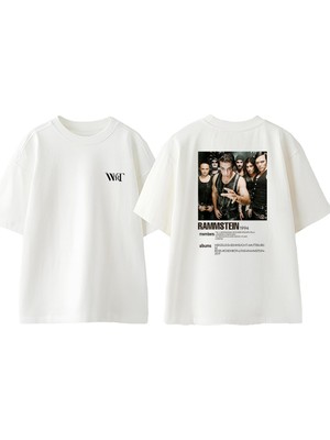Rammstein 1994 Album Tasarım Sırt Baskılı Pamuk Beyaz Oversize T-Shirt