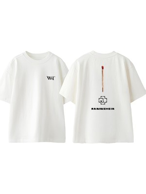 Rammsteın Match Tasarım Sırt Baskılı Pamuk Beyaz Oversize T-Shirt