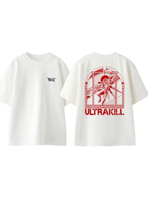 Ultrakill 1 Tasarım Sırt Baskılı Pamuk Beyaz Oversize T-Shirt
