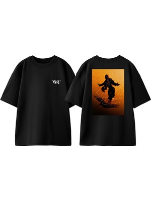 Shawshank Redemption 2 Tasarım Sırt Baskılı Pamuk Siyah Oversize T-Shirt