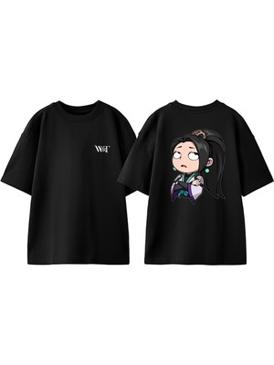 Valorant Sage Tasarım Sırt Baskılı Pamuk Siyah Oversize T-Shirt