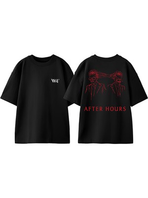 The Weeknd After Hours 5 Tasarım Sırt Baskılı Pamuk Siyah Oversize T-Shirt