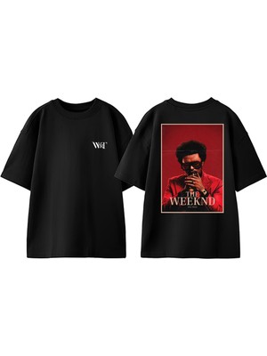The Weeknd After Hours 8 Tasarım Sırt Baskılı Pamuk Siyah Oversize T-Shirt