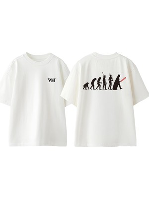 Star Wars Dart Vader 8 Tasarım Sırt Baskılı Pamuk Beyaz Oversize T-Shirt