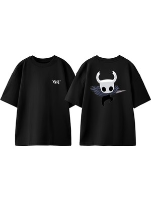 Hollow Knight 1 Tasarım Sırt Baskılı Pamuk Siyah Oversize T-Shirt