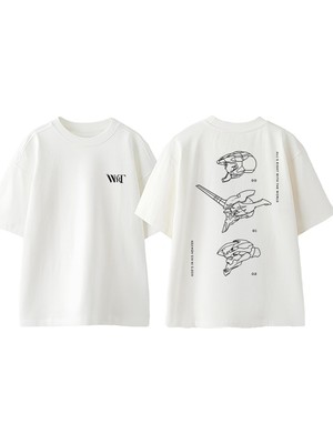 Neon Genesis Evangelion 10 Tasarım Sırt Baskılı Pamuk Beyaz Oversize T-Shirt