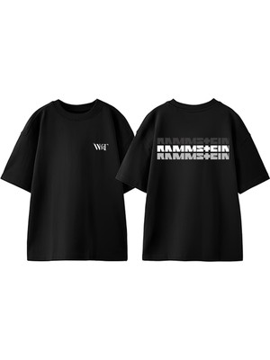Rammsteın Black Tasarım Sırt Baskılı Pamuk Siyah Oversize T-Shirt