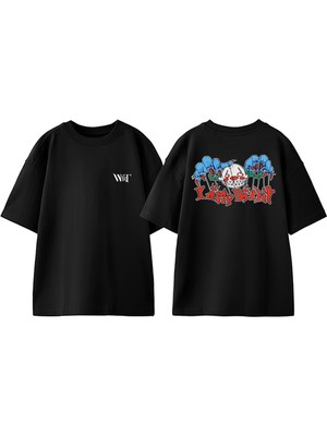 Limp Bizkit 8 Tasarım Sırt Baskılı Pamuk Siyah Oversize T-Shirt