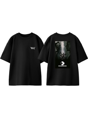 Rammsteın Band Group Tasarım Sırt Baskılı Pamuk Siyah Oversize T-Shirt