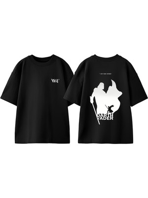 Star Wars Dart Vader 9 Tasarım Sırt Baskılı Pamuk Siyah Oversize T-Shirt