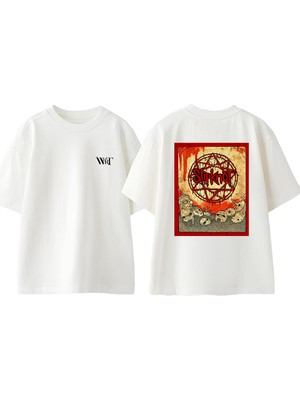 Slipknot Rock Müzik 19 Tasarım Sırt Baskılı Pamuk Beyaz Oversize T-Shirt