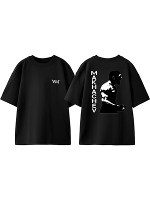 Ufc Islam Makhache Tasarım Sırt Baskılı Pamuk Siyah Oversize T-Shirt