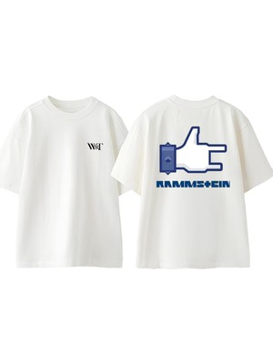 Rammsteın Rock Tasarım Sırt Baskılı Pamuk Beyaz Oversize T-Shirt