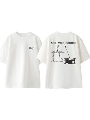 Bateri Drum Müzik 6 Tasarım Sırt Baskılı Pamuk Beyaz Oversize T-Shirt