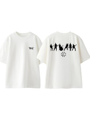 Rammsteın Metal Group Tasarım Sırt Baskılı Pamuk Beyaz Oversize T-Shirt