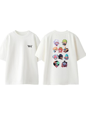 One Piece Çizimler Tasarım Sırt Baskılı Pamuk Beyaz Oversize T-Shirt
