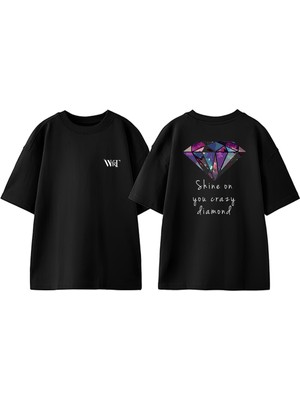 Pink Floyd Shine On You Tasarım Sırt Baskılı Pamuk Siyah Oversize T-Shirt