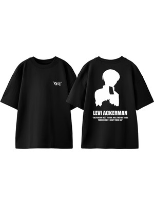 Attack On Titan Levi7 Tasarım Sırt Baskılı Pamuk Siyah Oversize T-Shirt