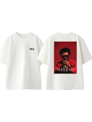 The Weeknd After Hours 8 Tasarım Sırt Baskılı Pamuk Beyaz Oversize T-Shirt