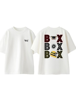 Box Box Box Formula 1 2 Tasarım Sırt Baskılı Pamuk Beyaz Oversize T-Shirt