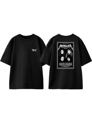 Metallıca Tour 1992 Tasarım Sırt Baskılı Pamuk Siyah Oversize T-Shirt