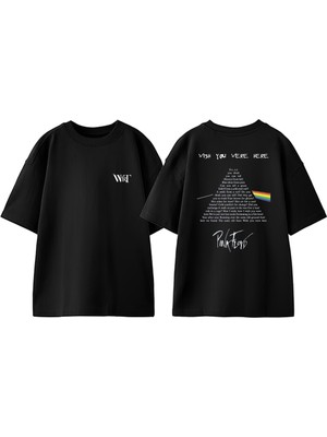 Pınk Floyd Piramit Tasarım Sırt Baskılı Pamuk Siyah Oversize T-Shirt
