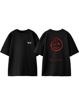 Red John The Mentalist 3 Tasarım Sırt Baskılı Pamuk Siyah Oversize T-Shirt