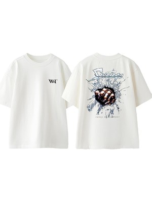 Savatage 3 Tasarım Sırt Baskılı Pamuk Beyaz Oversize T-Shirt