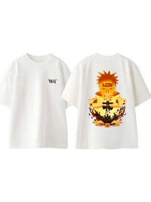 Uchiha Itachi Naruto 10 Tasarım Sırt Baskılı Pamuk Beyaz Oversize T-Shirt