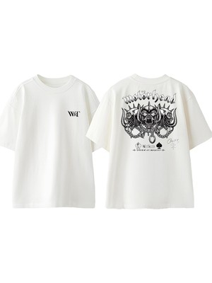 Motörhead 8 Tasarım Sırt Baskılı Pamuk Beyaz Oversize T-Shirt