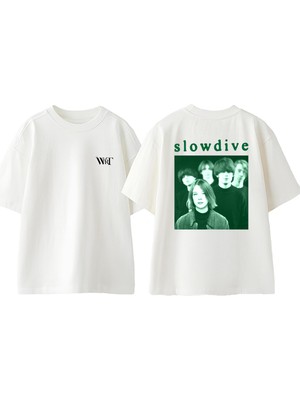Slowdive Vintage Gift Ggw Tasarım Sırt Baskılı Pamuk Beyaz Oversize T-Shirt