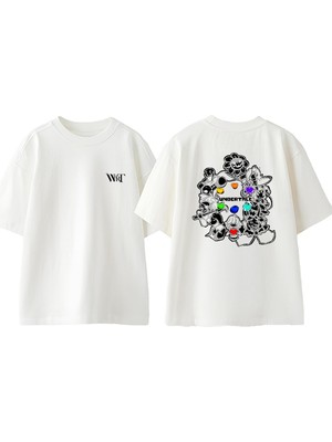 Undertale Oyun 1 Tasarım Sırt Baskılı Pamuk Beyaz Oversize T-Shirt