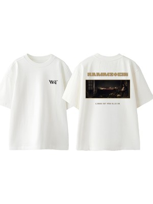 Rammstein Liebe Tasarım Sırt Baskılı Pamuk Beyaz Oversize T-Shirt