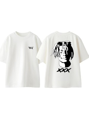 Xxxtentacion Tribute Tasarım Sırt Baskılı Pamuk Beyaz Oversize T-Shirt