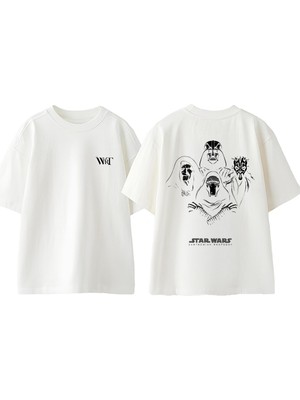 Star Wars Dart Vader 12 Tasarım Sırt Baskılı Pamuk Beyaz Oversize T-Shirt