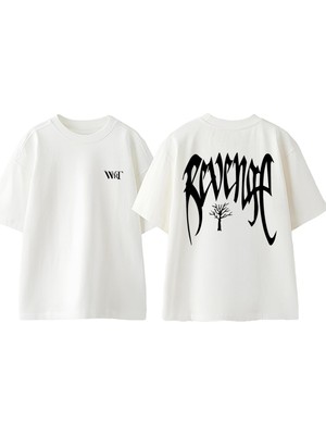 Xxxtentacion Revenge Logo Tasarım Sırt Baskılı Pamuk Beyaz Oversize T-Shirt
