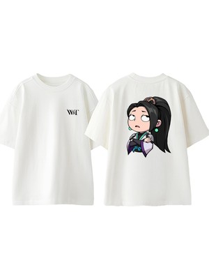 Valorant Sage Tasarım Sırt Baskılı Pamuk Beyaz Oversize T-Shirt
