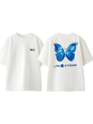 Life Is Strange 4 Tasarım Sırt Baskılı Pamuk Beyaz Oversize T-Shirt